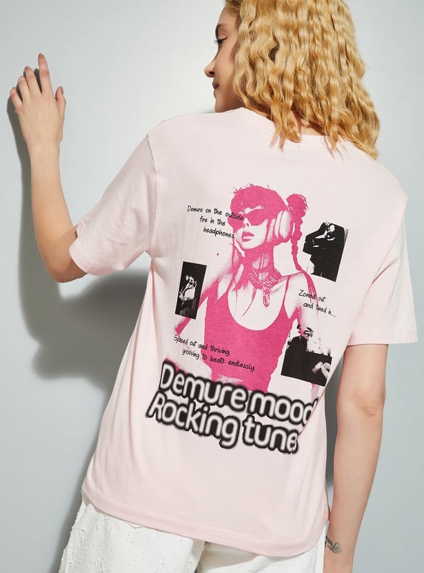 URB_N Women Relaxed Fit Back Printed T-shirt